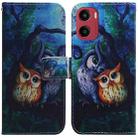 For Motorola Moto G05 / E15 Coloured Drawing Flip Leather Phone Case(Oil Painting Owl) - 1