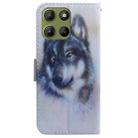 For Motorola Moto G15 Coloured Drawing Flip Leather Phone Case(White Wolf) - 3