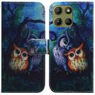 For Motorola Moto G15 Coloured Drawing Flip Leather Phone Case(Oil Painting Owl) - 1