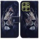 For Motorola Moto G15 Coloured Drawing Flip Leather Phone Case(Lion) - 1