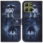 For Motorola Moto G15 Coloured Drawing Flip Leather Phone Case(Wolf and Dog) - 1