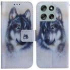 For Motorola Moto G56 5G / G66j 5G / G66y 5G Coloured Drawing Flip Leather Phone Case(White Wolf) - 1