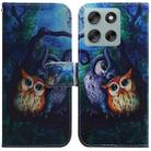 For Motorola Moto G56 5G / G66j 5G / G66y 5G Coloured Drawing Flip Leather Phone Case(Oil Painting Owl) - 1
