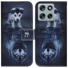 For Motorola Moto G56 5G / G66j 5G / G66y 5G Coloured Drawing Flip Leather Phone Case(Wolf and Dog) - 1