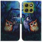 For Motorola Moto G86 5G Coloured Drawing Flip Leather Phone Case(Oil Painting Owl) - 1