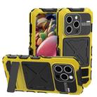 For iPhone 15 Pro Max R-JUST Metal + Silicone + Tempered Glass Life Waterproof Phone Case with Holder(Yellow) - 1