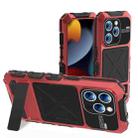 For iPhone 15 Pro R-JUST Metal + Silicone + Tempered Glass Life Waterproof Phone Case with Holder(Red) - 1