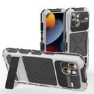 For iPhone 15 R-JUST Metal + Silicone + Tempered Glass Life Waterproof Phone Case with Holder(Silver) - 1