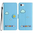 For iPhone SE 2022 / SE 2020 Cartoon Cats Leather Phone Case(Blue) - 1