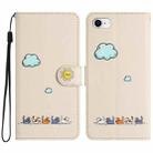 For iPhone SE 2022 / SE 2020 Cartoon Cats Leather Phone Case(Beige White) - 1