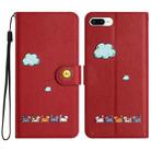 For iPhone 8 Plus / 7 Plus Cartoon Cats Leather Phone Case(Red) - 1