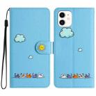 For iPhone 11 Cartoon Cats Leather Phone Case(Blue) - 1