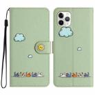 For iPhone 11 Pro Cartoon Cats Leather Phone Case(Green) - 1