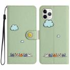 For iPhone 11 Pro Max Cartoon Cats Leather Phone Case(Green) - 1