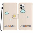 For iPhone 11 Pro Max Cartoon Cats Leather Phone Case(Beige White) - 1
