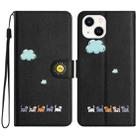For iPhone 13 mini Cartoon Cats Leather Phone Case(Black) - 1