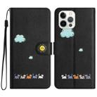 For iPhone 13 Pro Cartoon Cats Leather Phone Case(Black) - 1