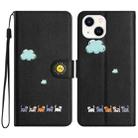 For iPhone 14 / 13 Cartoon Cats Leather Phone Case(Black) - 1