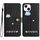 For iPhone 14 Plus Cartoon Cats Leather Phone Case(Black) - 1