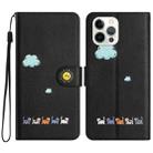 For iPhone 14 Pro Max Cartoon Cats Leather Phone Case(Black) - 1