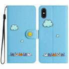 For iPhone XS / X Cartoon Cats Leather Phone Case(Blue) - 1