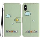 For iPhone XS / X Cartoon Cats Leather Phone Case(Green) - 1