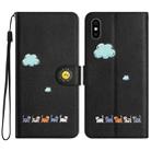 For iPhone XS / X Cartoon Cats Leather Phone Case(Black) - 1