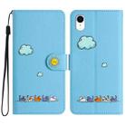 For iPhone XR Cartoon Cats Leather Phone Case(Blue) - 1