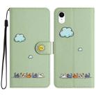 For iPhone XR Cartoon Cats Leather Phone Case(Green) - 1