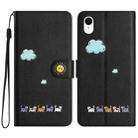 For iPhone XR Cartoon Cats Leather Phone Case(Black) - 1