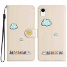 For iPhone XR Cartoon Cats Leather Phone Case(Beige White) - 1