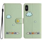 For iPhone XS Max Cartoon Cats Leather Phone Case(Green) - 1