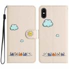 For iPhone XS Max Cartoon Cats Leather Phone Case(Beige White) - 1