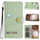 For iPhone 16e Cartoon Cats Leather Phone Case(Green) - 1