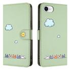 For iPhone 16e Cartoon Cats Leather Phone Case(Green) - 2