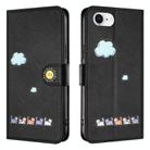 For iPhone 16e Cartoon Cats Leather Phone Case(Black) - 2