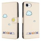 For iPhone 16e Cartoon Cats Leather Phone Case(Beige White) - 2