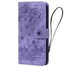 For Samsung Galaxy A05s Cartoon Sakura Cat Embossed Leather Phone Case(Purple) - 2