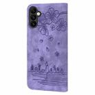 For Samsung Galaxy A05s Cartoon Sakura Cat Embossed Leather Phone Case(Purple) - 3