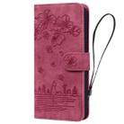 For Samsung Galaxy A05 Cartoon Sakura Cat Embossed Leather Phone Case(Wine Red) - 2