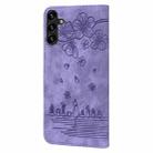 For Samsung Galaxy A16 5G Cartoon Sakura Cat Embossed Leather Phone Case(Purple) - 3