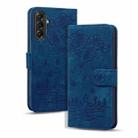 For Samsung Galaxy A56 / A36 Cartoon Sakura Cat Embossed Leather Phone Case(Royal Blue) - 1
