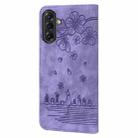 For Samsung Galaxy A56 / A36 Cartoon Sakura Cat Embossed Leather Phone Case(Purple) - 3