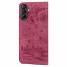 For Samsung Galaxy A56 / A36 Cartoon Sakura Cat Embossed Leather Phone Case(Wine Red) - 3