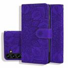 For Samsung Galaxy A35 5G Mandala Embossed Dual-Fold Calf Leather Phone Case(Purple) - 1