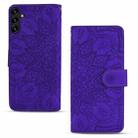 For Samsung Galaxy A35 5G Mandala Embossed Dual-Fold Calf Leather Phone Case(Purple) - 2