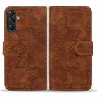 For Samsung Galaxy A36 / A56 Mandala Embossed Dual-Fold Calf Leather Phone Case(Brown) - 2
