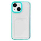 For iPhone 15 360 Clear PC Hybrid  TPU Phone Case with Card Slot(Blue) - 1