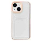 For iPhone 15 360 Clear PC Hybrid  TPU Phone Case with Card Slot(Apricot) - 1