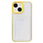 For iPhone 15 360 Clear PC Hybrid  TPU Phone Case with Card Slot(Yellow) - 1